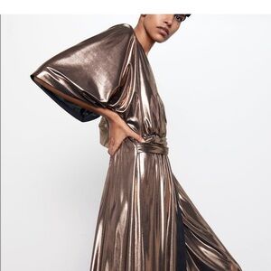 Zara Metallic Gold Kimono Dress